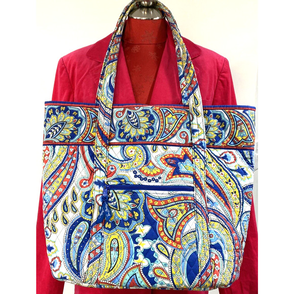 Vera Bradley Marina Paisley Multi Color Large Shoulderbag Tote Quilted Purse - Picture 4 of 10
